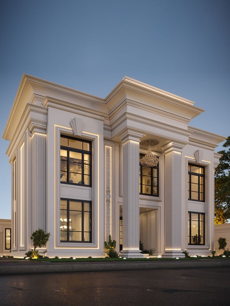 a large white building with columns and windows