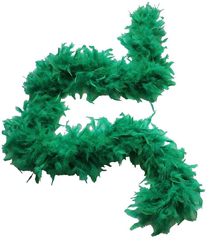 green feather boa on white background