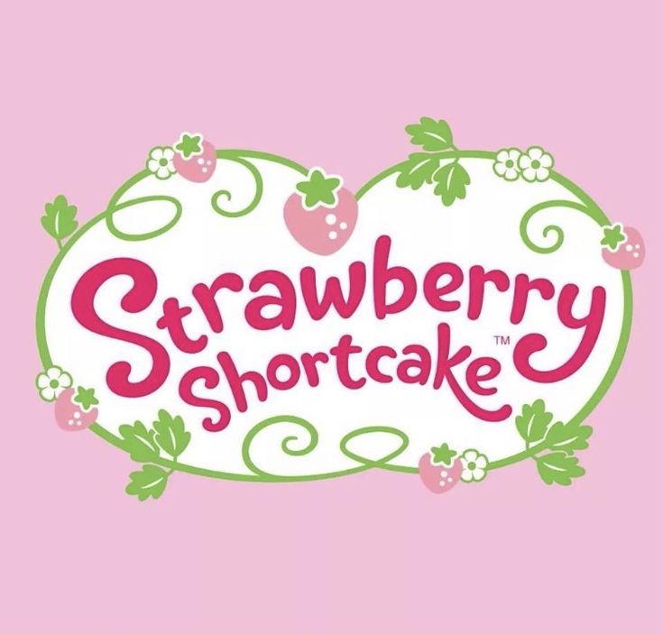 the strawberry shortcake logo on a pink background