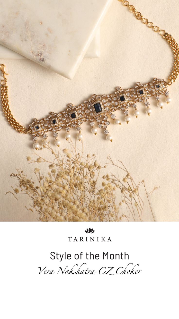 tarinika vera nakshatra cz choker Gold Jeweled Kundan Choker Necklace, Gold Bollywood Kundan Choker Necklace, Gold Beaded Kundan Choker, Lakshmi Choker Necklace, Handmade Gold Bollywood Choker, Choker Sets, Choker Style Necklace, Choker Set, Cz Jewelry