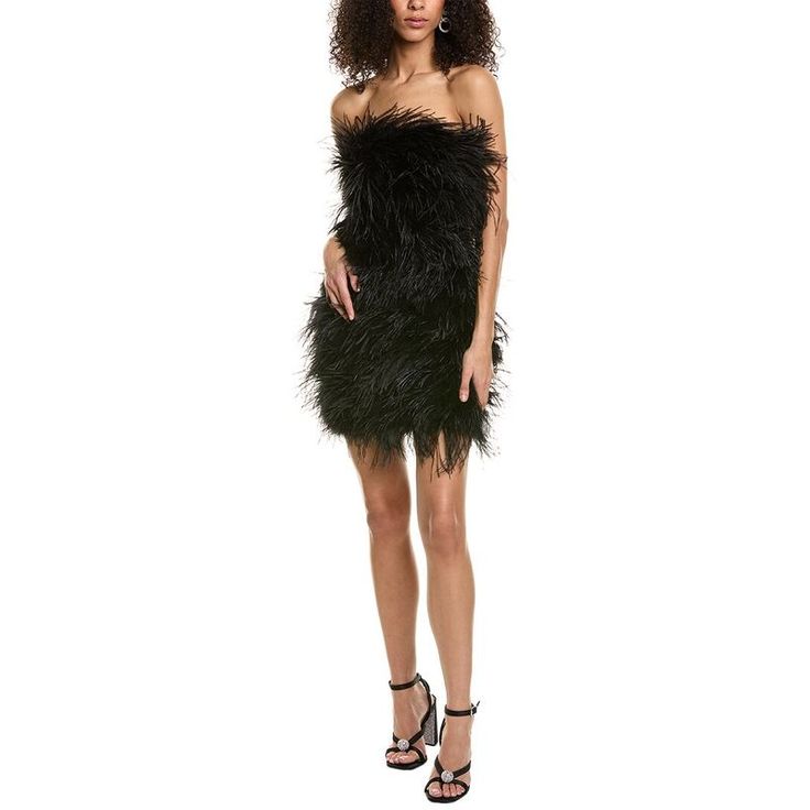 Color/Pattern: Black Approximately 33in From Shoulder To Hem Model Is 5'10 And Is Wearing A Size Small. Measurements May Vary Slightly By Size. Design Details: Feathered Strapless Design Center Back Zipper With Hook-And-Eye Closure 80% Turkey Feathers, 20% Ostrich Feathers Dry Clean Only Imported Black Sheath Mini Dress For Dinner, Glamorous Knee-length Black Mini Dress, Black Flirty Mini Dress For Cocktail, Black Mini Dress For Spring Dinner, Flirty Black Mini Dress For Cocktail, Flirty Black Mini Cocktail Dress, Black Mini Dress For Summer Dinner, Black Mini Dress For Spring Cocktail, Flirty Sheath Mini Dress For Cocktail