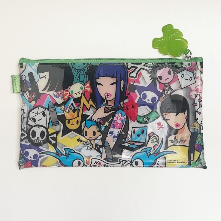 Tokidoki X Sephora Collaboration Clear Pvc Tokidoki Zipper Pull Approximately 4.5 X 8 Inches Brand New Sephora Makeup, Makeup Pouch, Cosmetic Bags, Pencil Case, Cosmetic Bag, Sephora, Blue Green, Bag Lady, Pouch