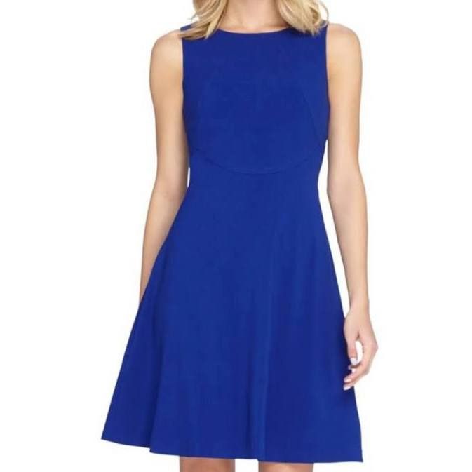 Love This! I Got It In Two Sizes, And The Bigger One Worked Best. It Is In Perfect Condition - Never Worn. It’s A Fit And Flare Style With A Textured Angular Pattern Along The Front. It’s A Deep Royal Blue Throughout! It Can Be Worn Professionally Or More Casually - Super Versatile. Please Feel Free To Message Me With Any Questions Or Offers :) Blue Stretch Lined Dress, Royal Blue A-line Mini Dress, Spring Blue Dress With Flattering Silhouette, Spring Blue Dresses With Flattering Silhouette, Blue Dresses With Flattering Silhouette For Spring, Elegant Blue Fit And Flare Mini Dress, Blue A-line Midi Dress Lined, Blue Midi Dress With Flattering Silhouette For Summer, Blue A-line Fit And Flare Midi Dress