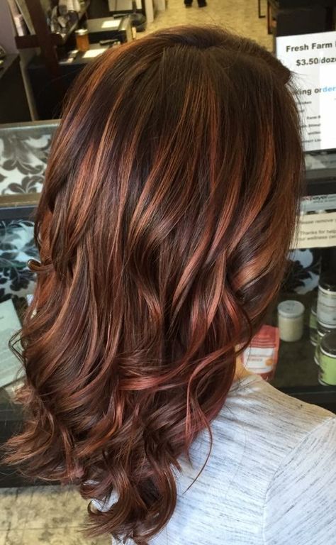 All Back Hairstyle, Hip Hair, Auburn Balayage, Hair Color Chocolate, Chocolate Hair, Hair Color Auburn, Red Highlights, Hair Affair, Winter Hair Color