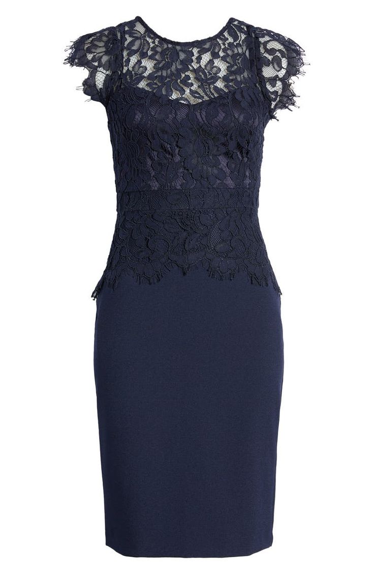 Vince Camuto Lace Peplum Dress | Nordstrom Lace Peplum Dress, Dress Trims, Lace Peplum, Stretch Crepe, Scalloped Edges, Nordstrom Store, Stretch Lace, Curator Style, Nordstrom Dresses