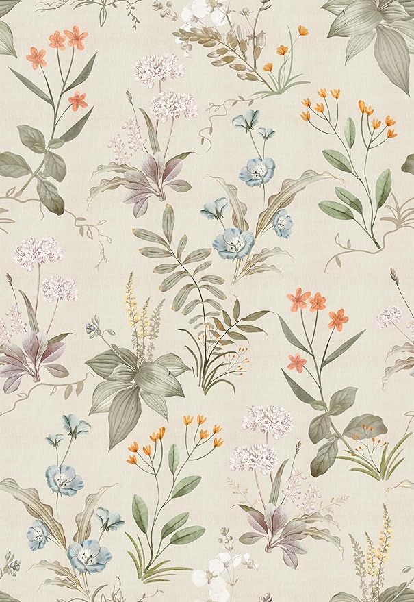 a wallpaper with flowers and leaves on it