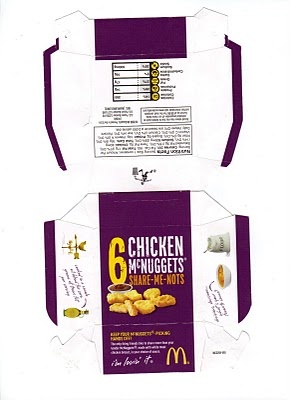 the packaging for chicken nuggets has been cut out