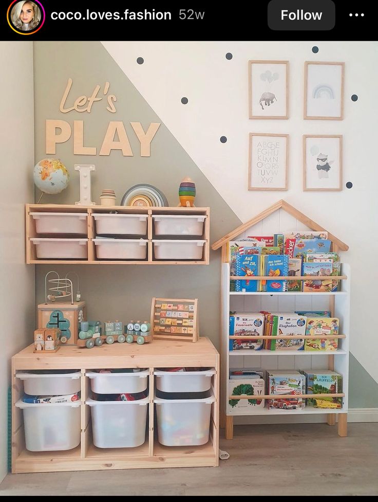 there is a playroom with toys in it