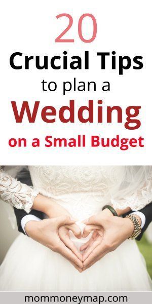 two hands making a heart with the words 20 crucial tips to plan a wedding on a small budget