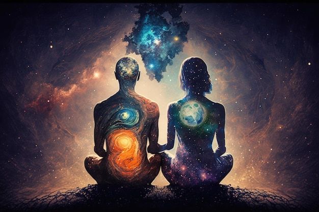 Twin Flame Spiritual, Couples Meditation, Awakening Stages, Meditation Art Spirituality, Twin Flame Connection, Spiritual Awakening Stages, Spiritual Art Soul, Twin Flame Art, Spiritual Photos