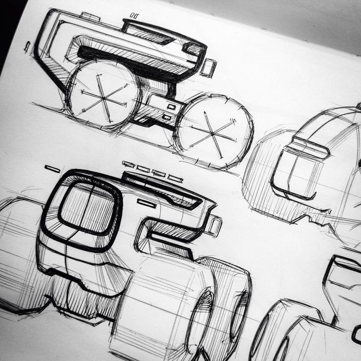 sketches of different types of clocks and objects