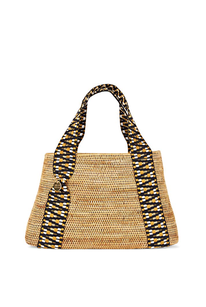 This vegan bamboo tote bag is a contemporary take on a summer favourite. Robust and lightweight in equal measure, it is handcrafted using traditional Lombokian weaving skills, offset with contemporary jacquard straps. Handmade in Bali. Worldwide shipping. Oval Bag, Basket Bags, Vegan Handbags, Woven Tote Bag, Summer Favorites, Straw Bags, Handcrafted Accessories, Locally Grown, Bag Trends