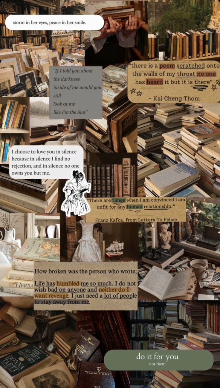 the collage shows many different types of books and papers on display in this photo