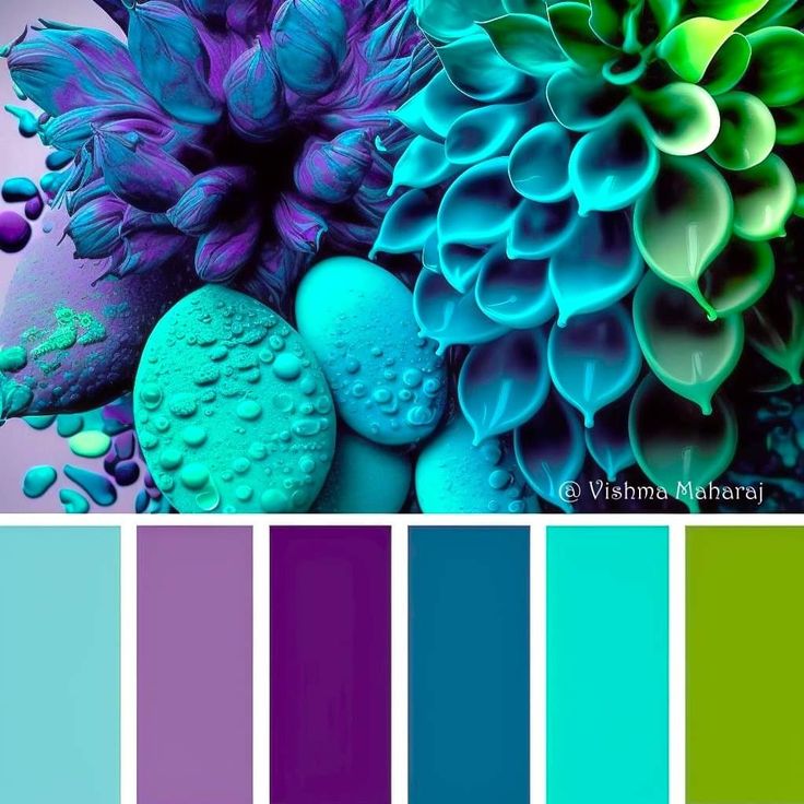 a color palette with blue, green and purple colors