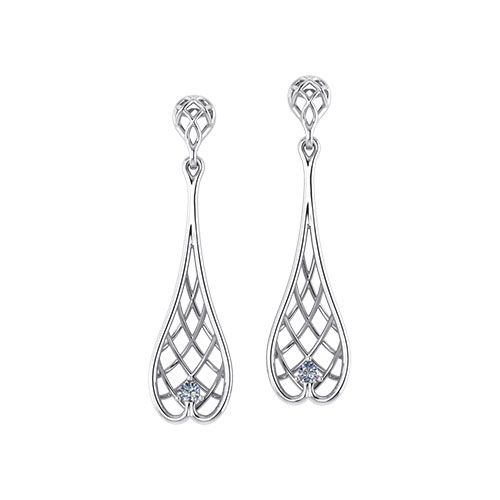 These whimsical white gold diamond earrings are created in America by the artisans at Jewelry Designs. Fun, delicate and easy to wear.Take a look! Diamond Teardrop Pierced Earrings, Formal Pierced Diamond Earrings, Formal Diamond Earrings, Pierced, Diamond White Platinum Drop Earrings, Fine Jewelry Diamond Earrings For Formal Events, Classic Diamond White Pierced Earrings, Timeless Polished Diamond Earrings, Formal Diamond White Earrings With Polished Finish, Diamond White Platinum Dangle Earrings