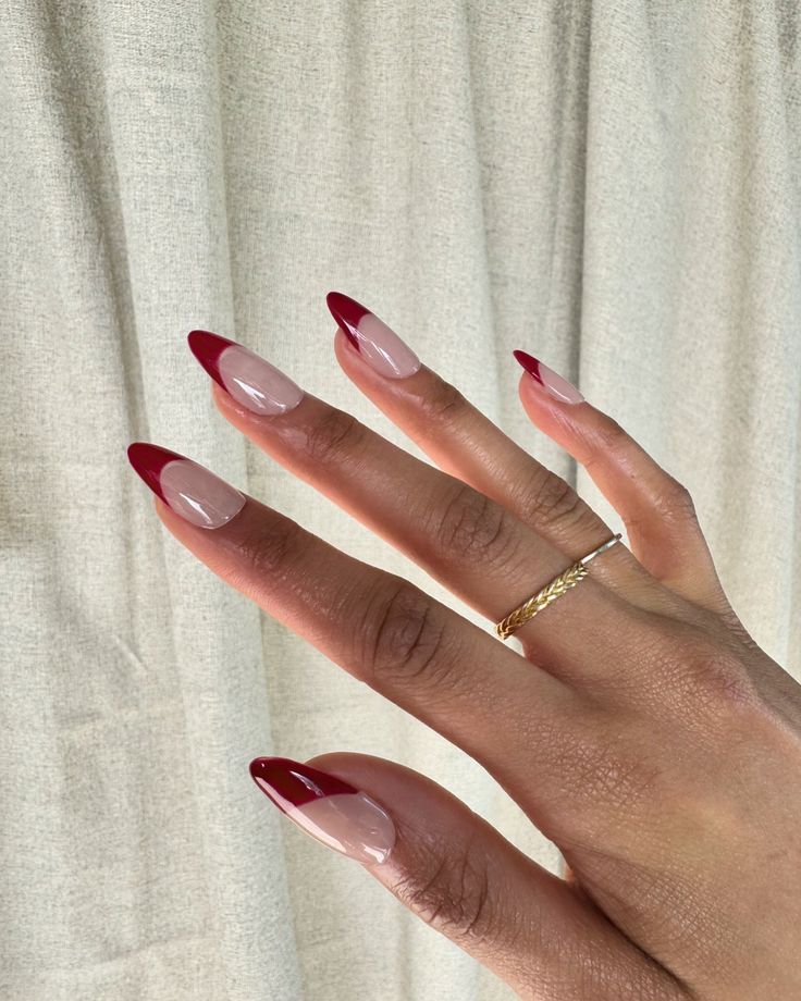 Cherry Red is in for Spring! 🍒🌸 #nailart #naildesign #nailsofinstagram #nailsnailsnails #nailpro #nailideas #nailtech #nailslondon #nailinspo Detail Nails, Dark Red Ombre, Red Ombre Nails, Milky Nails, Red French, Cherry Nails, Nails Salon, Classy Acrylic Nails, Red Nail Designs