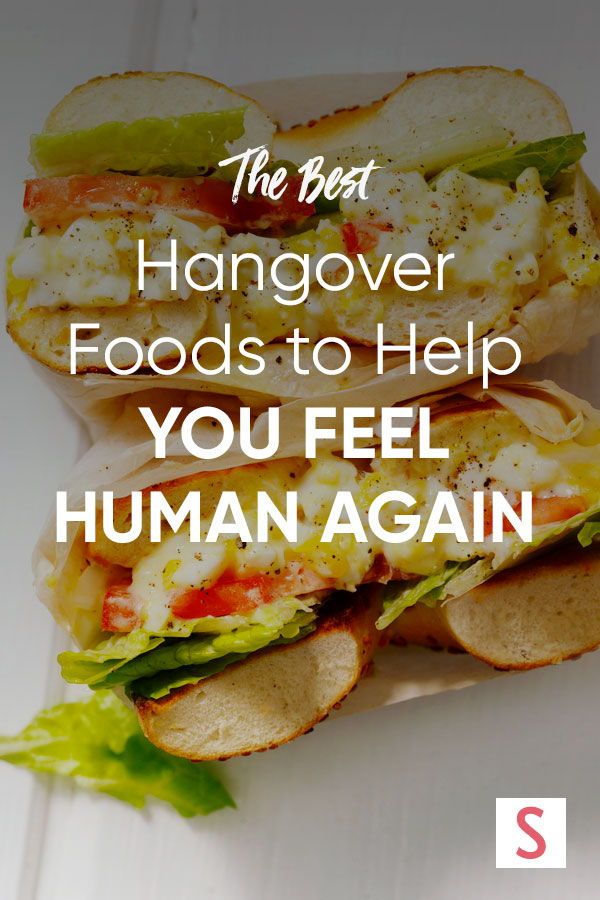 sandwiches stacked on top of each other with the words, the best hangover foods to help you feel human again