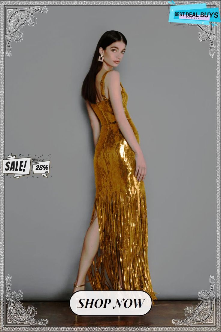 Women's Sexy Sleeveless Straps Tassel Slim Evening Dress Sleeveless Evening Maxi Dress With Tassels, Evening Sleeveless Maxi Dress With Tassels, Sleeveless Fringe Maxi Dress For Night Out, Glamorous Sleeveless Maxi Dress For Summer, Sleeveless Party Dress With Tassels, Sleeveless Fringe Maxi Dress For Evening, Sleeveless Fringe Maxi Dress For Party, Sleeveless Fringe Party Dress, Glamorous Party Sleeveless Maxi Dress