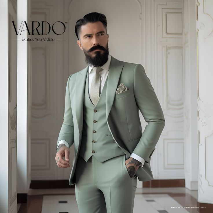 Men's Sage Green Slim Fit 3-piece Suit Wedding Prom - Etsy 3 Piece Suit For Groom, Mens Pastel Suits, Pastel Green Suit Men, Suit Designs Men, Marriage Suits For Men, Suits For Men, Green Suit For Men, Groom Suits For Wedding, Coat Pant For Men Suits Wedding