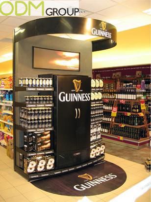 an image of a guinness store display in the middle of a grocery store with lots of products