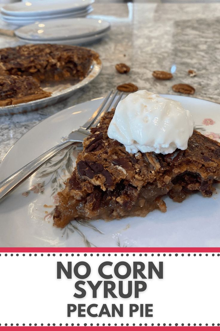 no corn syrup pecan pie on a white plate