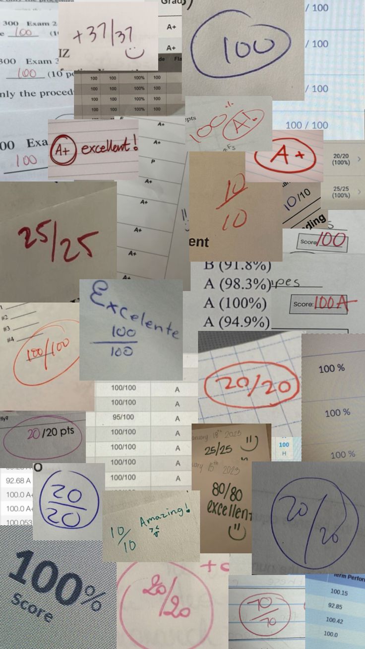 many different types of papers with numbers and times written on them, all over the place