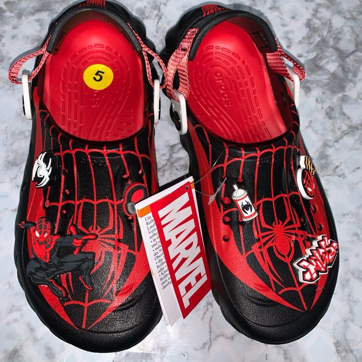 Crocs Marvel Team Spider Man Echo Clog Red Black Size J5 Spider Man Crocs, Spiderman Crocs, Echo Clog, Crocs Echo, Purple Crocs, Hot Pink Leopard Print, Tie Dye Shoes, Blue Crocs, Custom Crocs