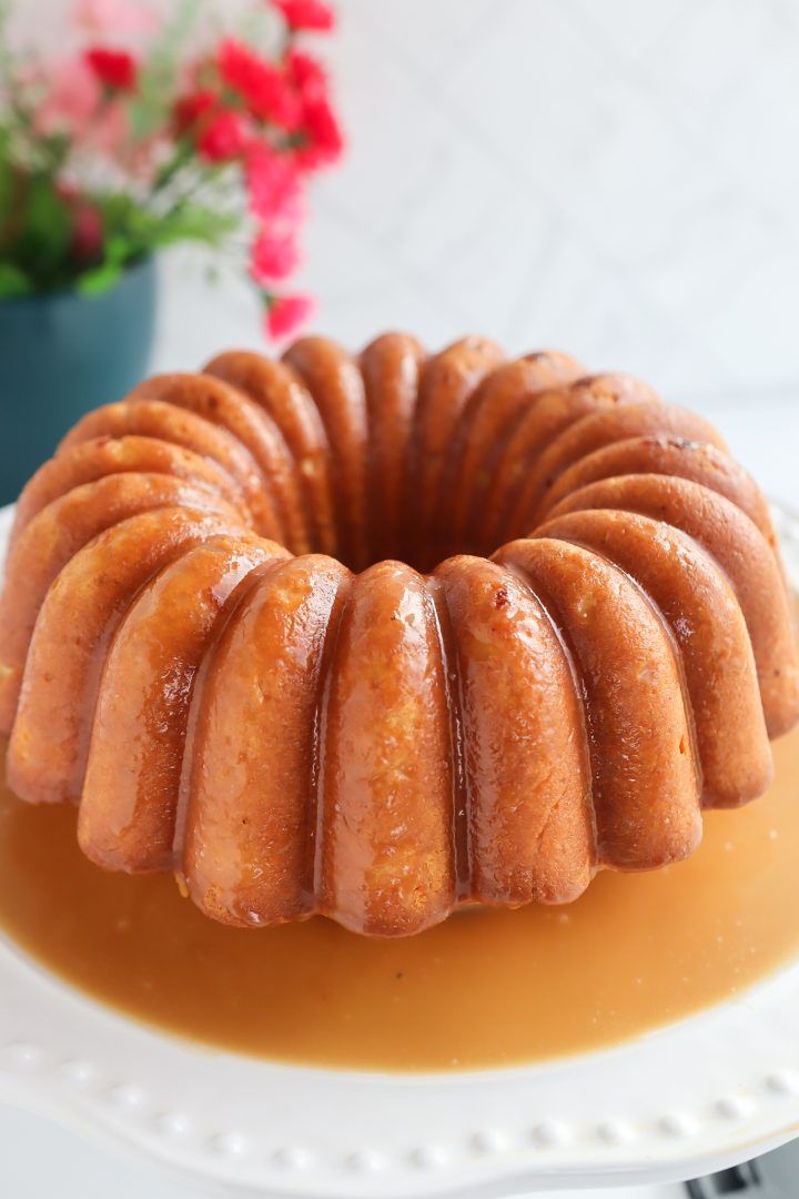 a bundt cake sitting on top of a white plate