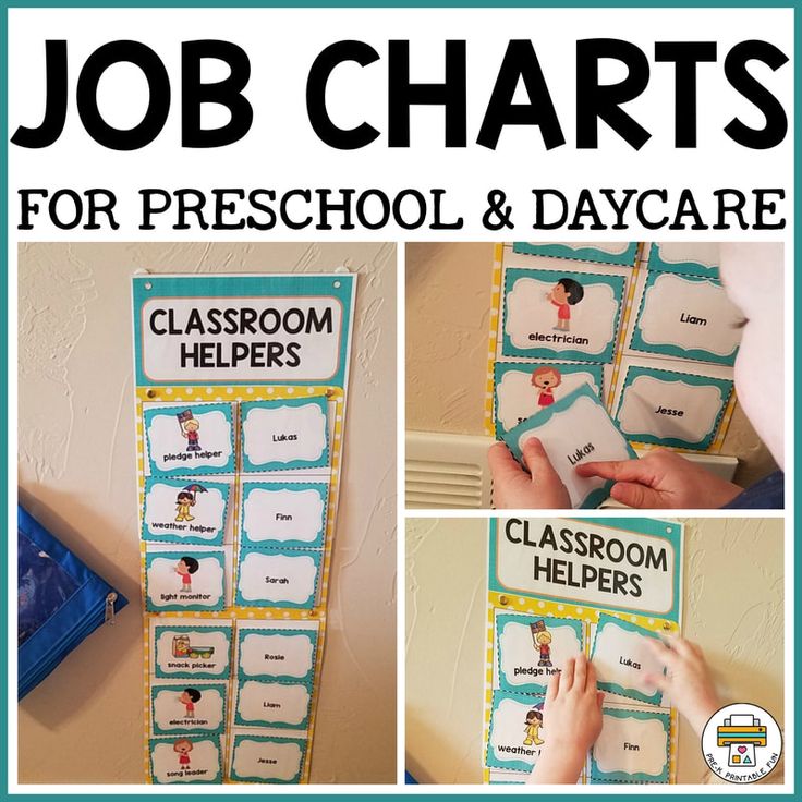 the classroom helpers job chart for preschool and daycare is shown in three different pictures