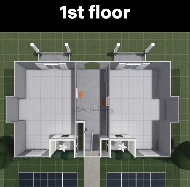 an overhead view of a floor plan with the first floor and second floor on each side