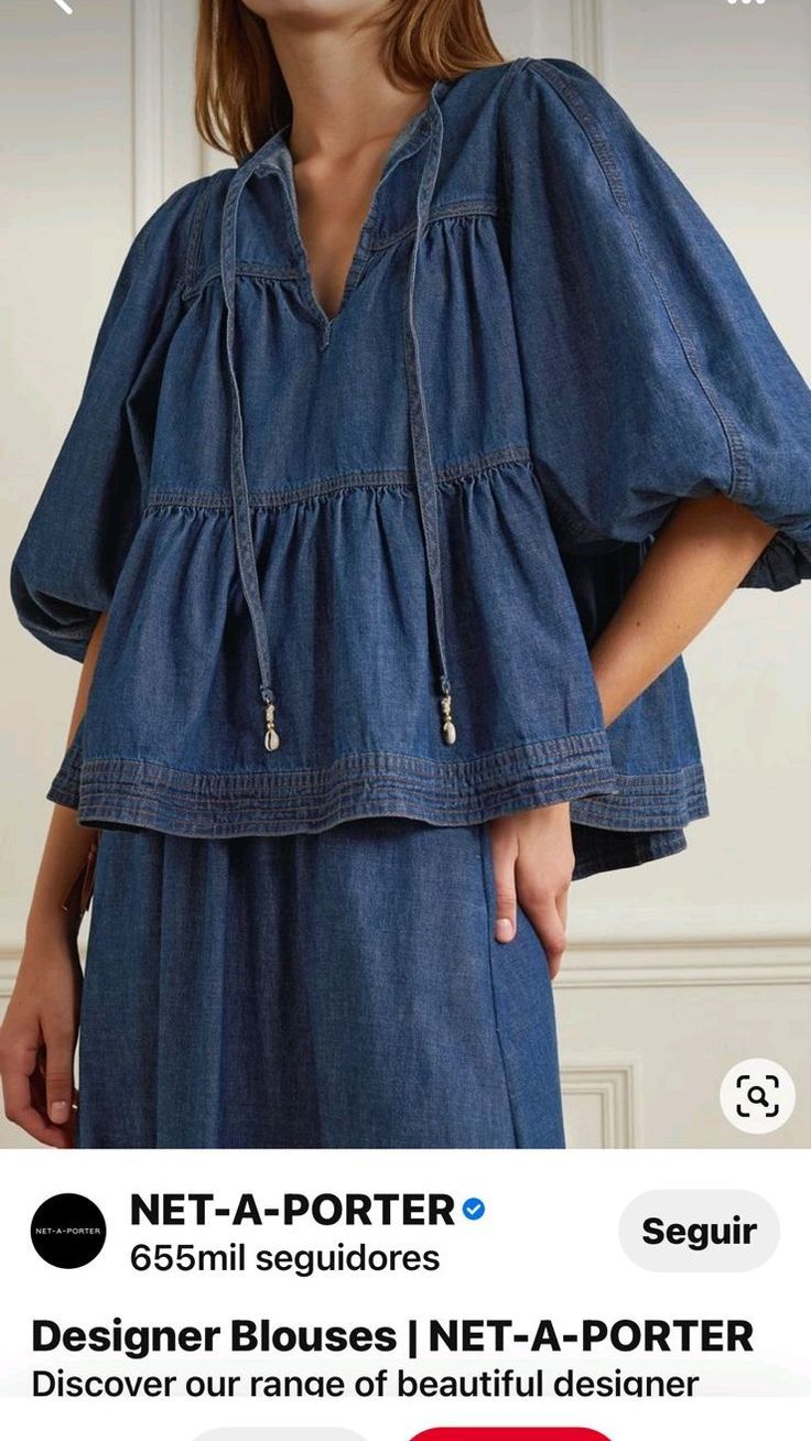 Denim Blouse Women, Linen Style Fashion, Denim Ideas, Fashionista Clothes, Denim Blouse, Fashion Attire, Vogue Fashion, Fashion Sewing, Net A Porter