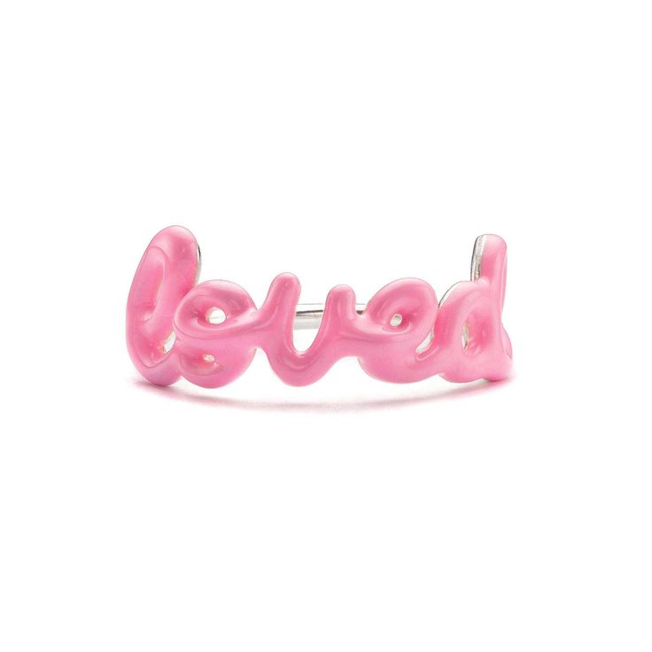 loved script ring bubblegum pink Emoji Jewelry, Pink Rings, Finger Cuff, Dream Marriage, Preppy Jewelry, Jewelry Accessories Ideas, Dope Jewelry, Diy Crafts To Do, Luminous Colours