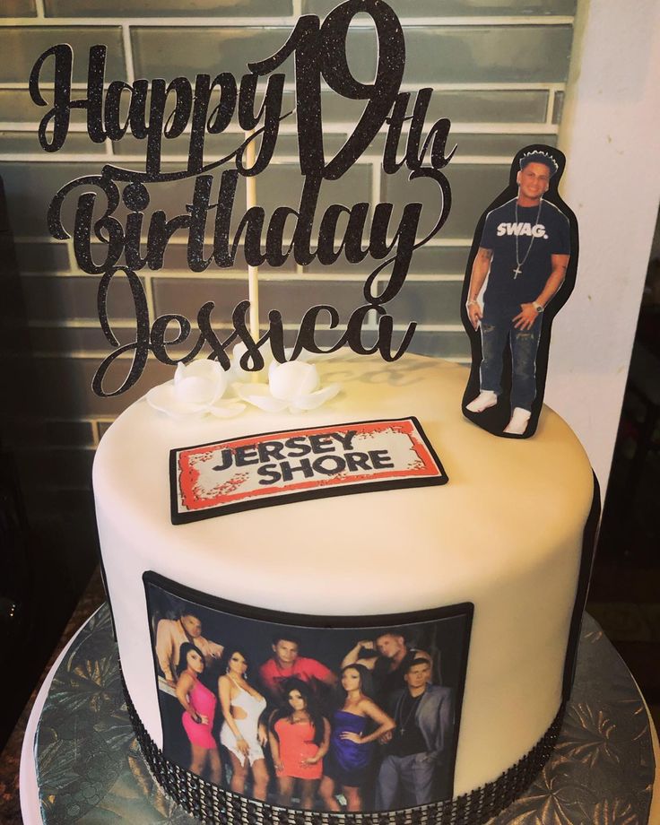 a birthday cake with a photo on it