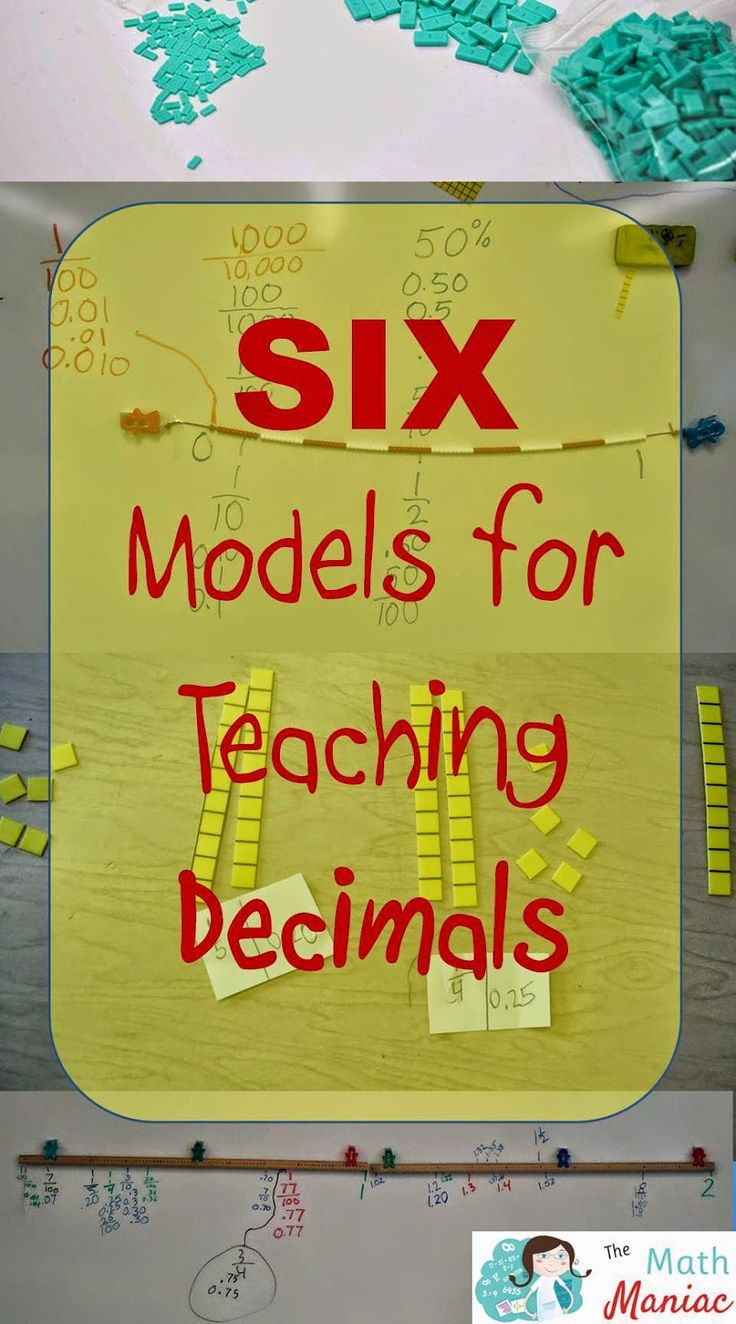 a sign that says six models for teaching decimals