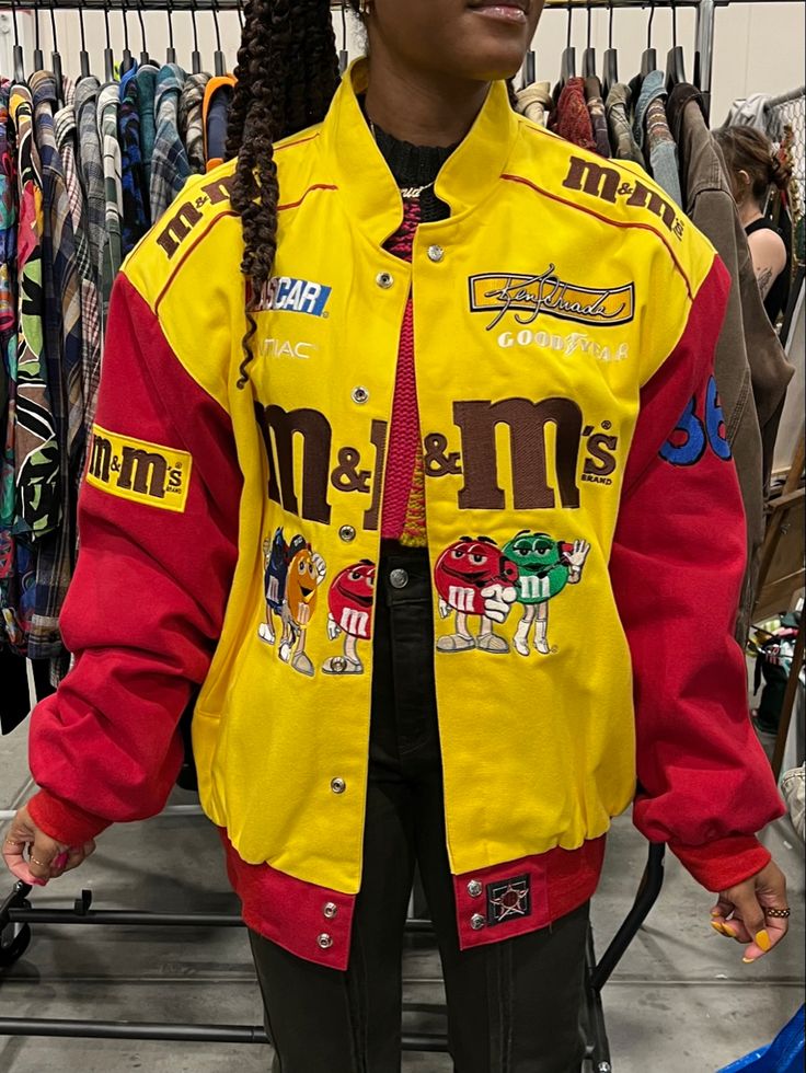 #racing #jacket #m&m M&m Racing Jacket, Nascar Jacket Outfit, M&m Jacket, Nascar Jacket, Retro Sports, Racing Jacket, Sports Clothing, Fabric Projects, Lana Del Rey