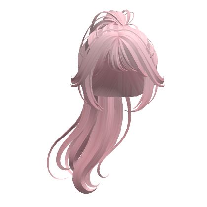 a pink wig with long, wavy hair is shown in front of a white background