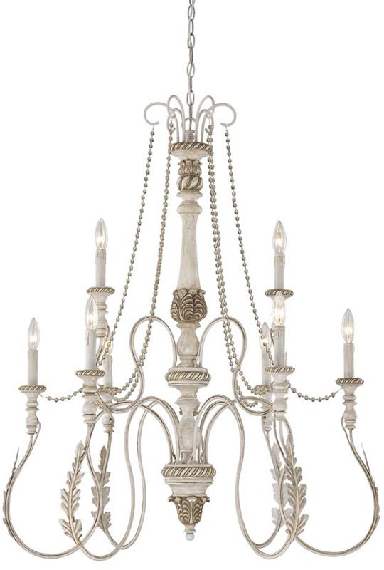 a white chandelier with five lights hanging from it's center and four arms