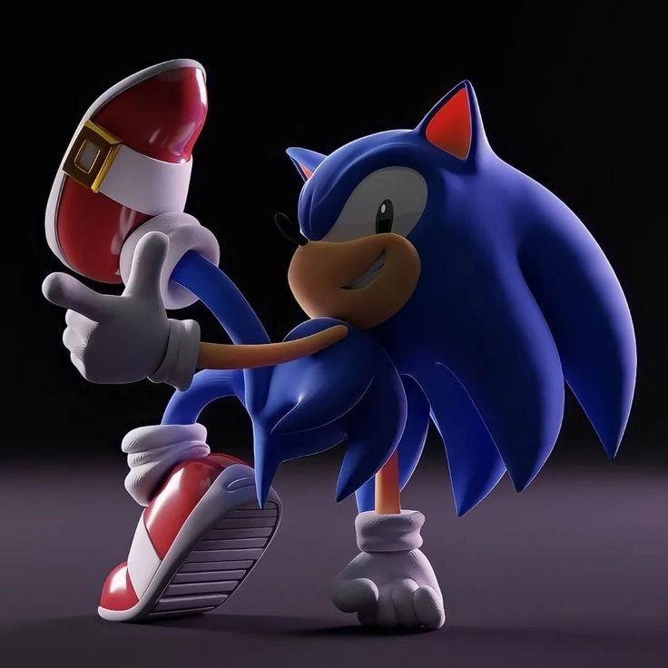 sonic the hedgehog is running with his foot on a skateboard