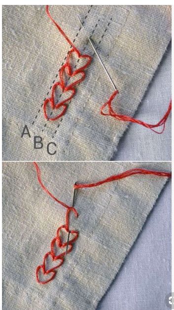 two pictures showing the same stitch and how to use it