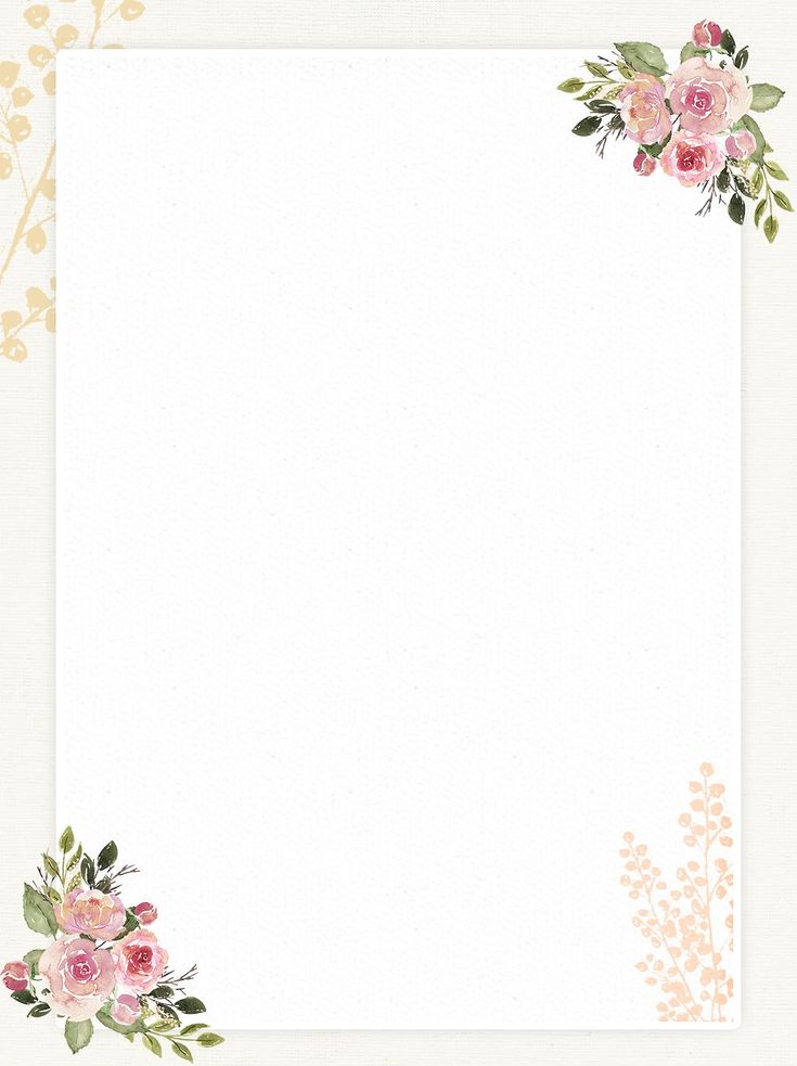 a white paper with pink flowers and leaves on the edges, in front of a beige background