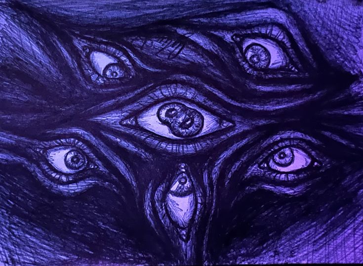 an artistic drawing of three eyes