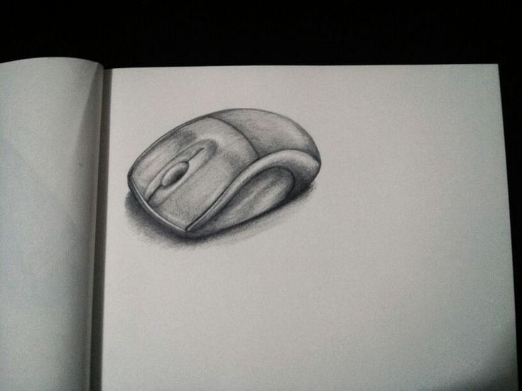 a pencil drawing of a computer mouse