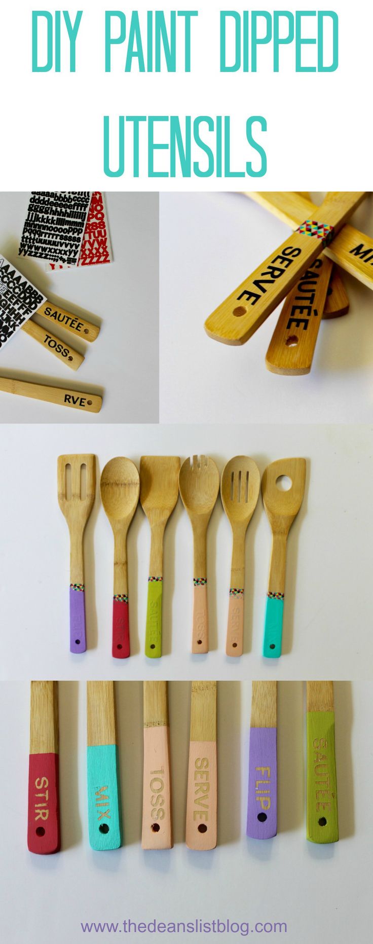 diy paint dipped utensils with text overlay