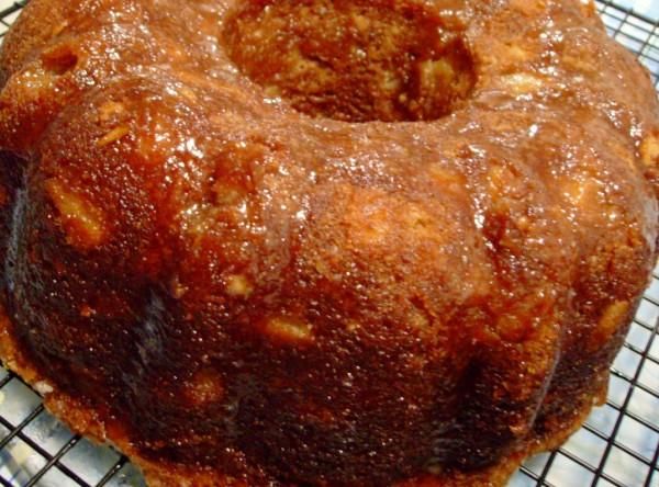 a bundt cake sitting on top of a cooling rack