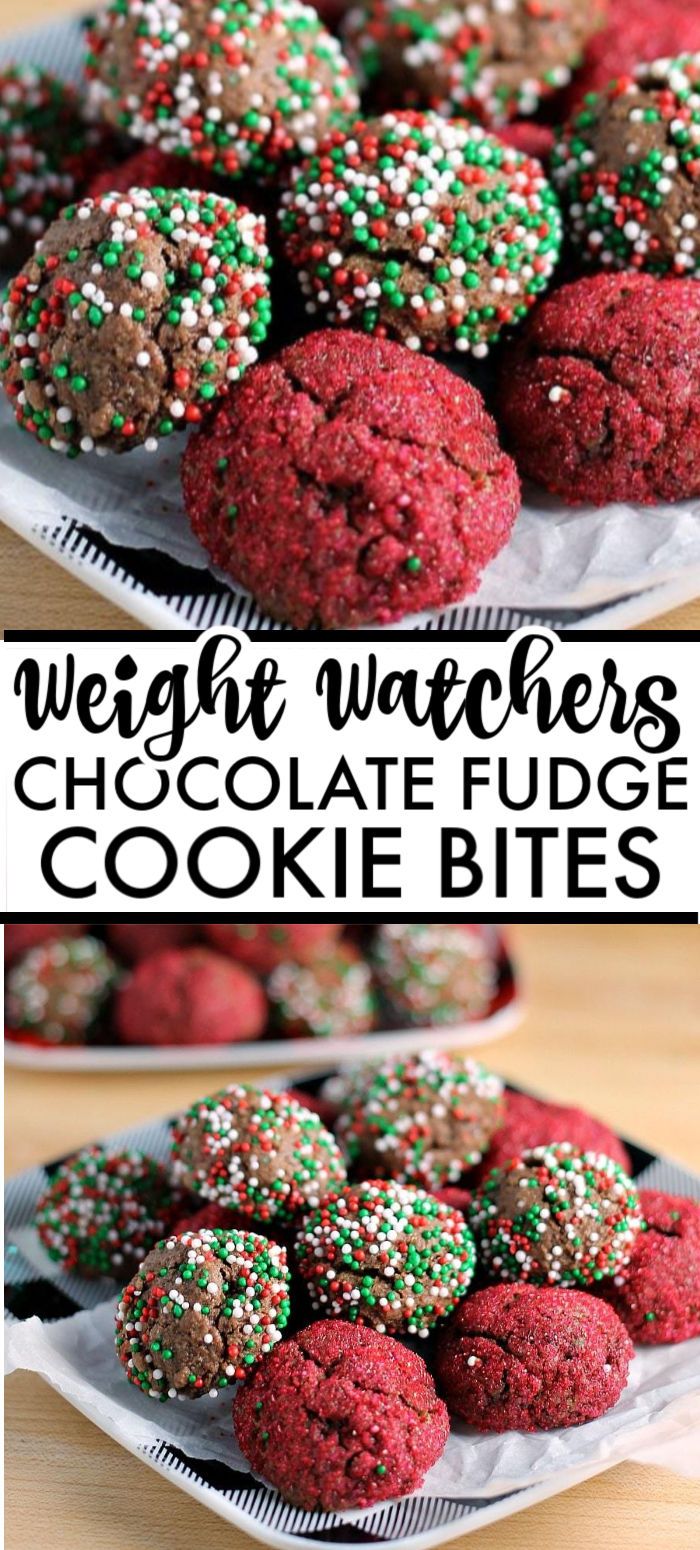 chocolate fudge cookies with sprinkles on top and the words weight watchers above them