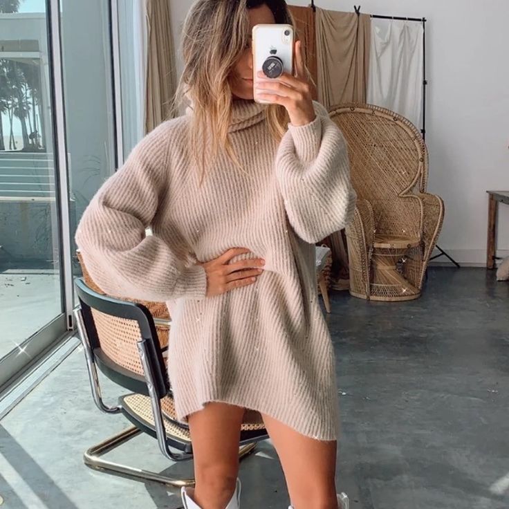 Never Worn But No Tags. Perfect Condition. Cozy Dress With Or Without A Cute Belt. Beige Sweater Dress, Beige Knit Sweater, Sweater Dress Outfit, Nashville Outfits, White Boots, Beige Sweater, Outfit Inspo Fall, Fall Fashion Outfits, Winter Fashion Outfits