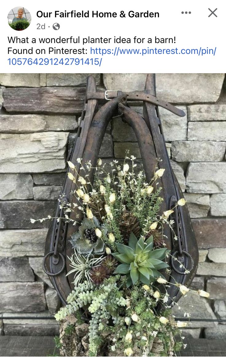 an arrangement of flowers and plants in a vase