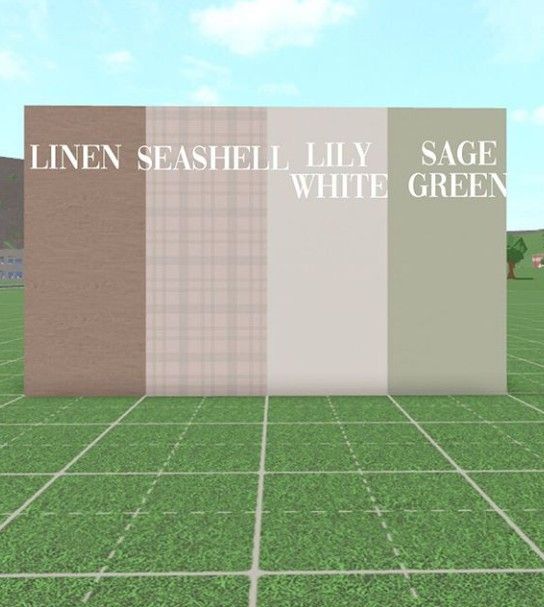 three different colored squares with the words linen seashell lily sage white green on them