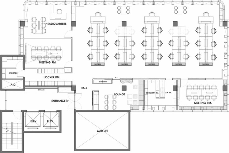 the floor plan for an office building