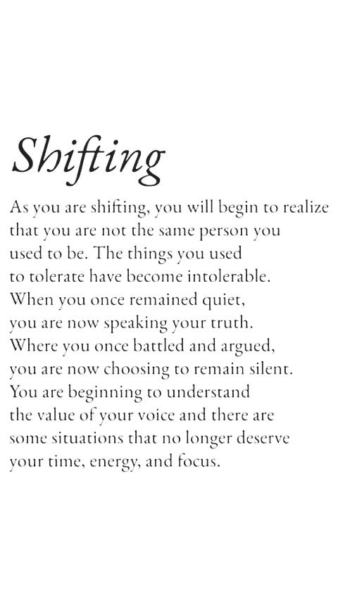 a poem written in black and white with the words shifting